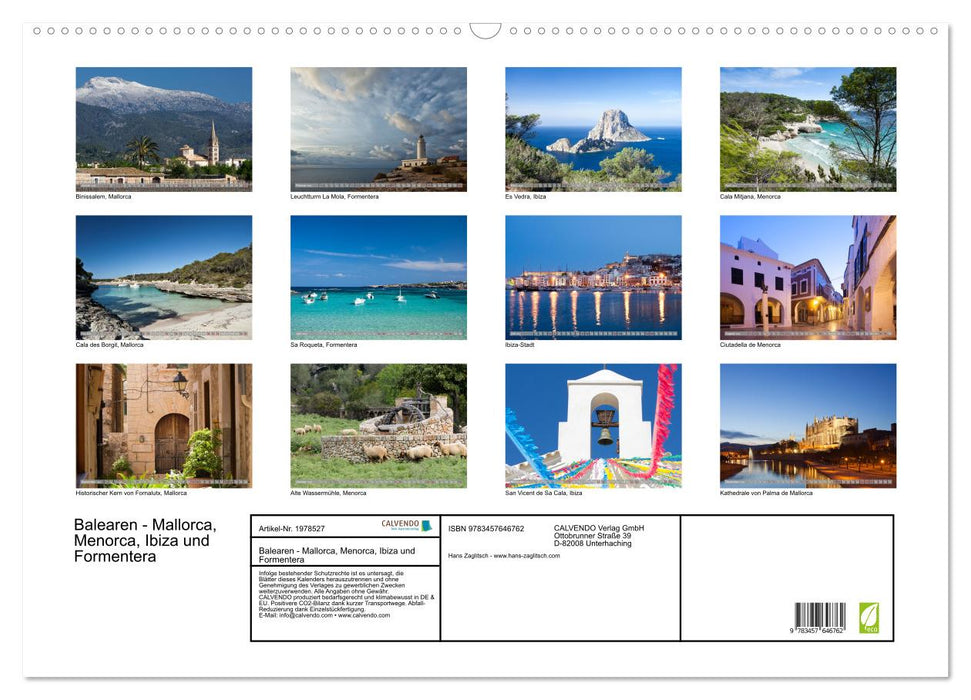 Balearen - Mallorca, Menorca, Ibiza und Formentera (CALVENDO Wandkalender 2026)