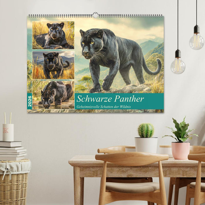 Schwarze Panther. Geheimnisvolle Schatten der Wildnis (CALVENDO Wandkalender 2026)