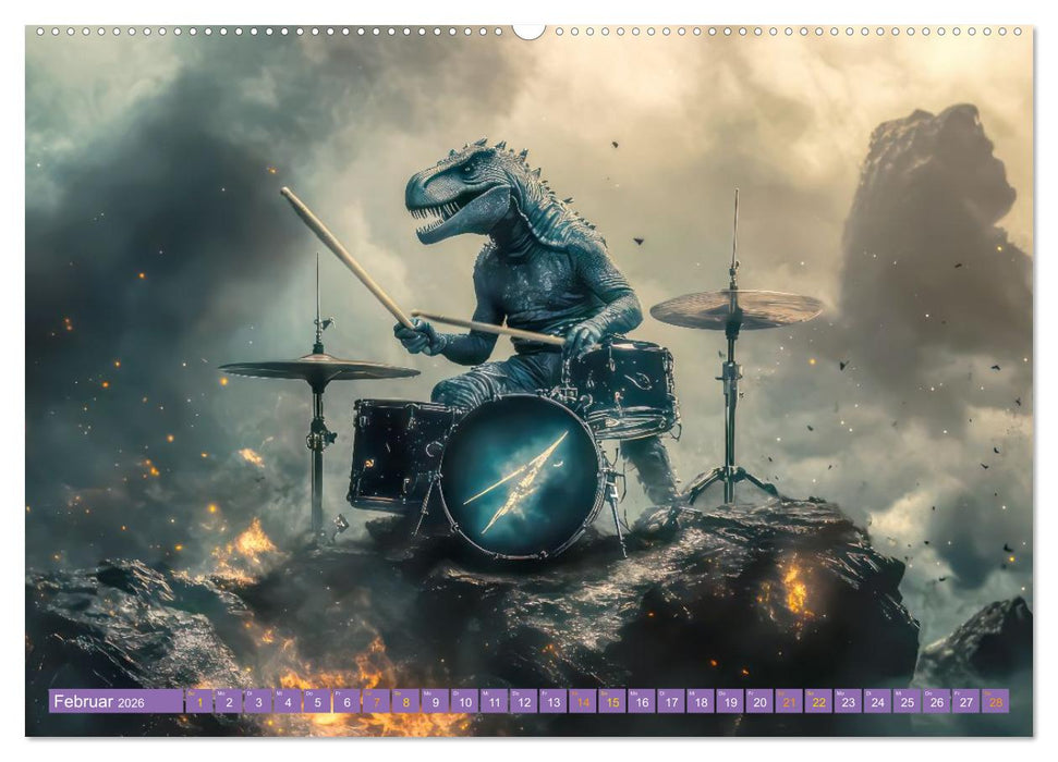 Dinos rocken ab (CALVENDO Wandkalender 2026)
