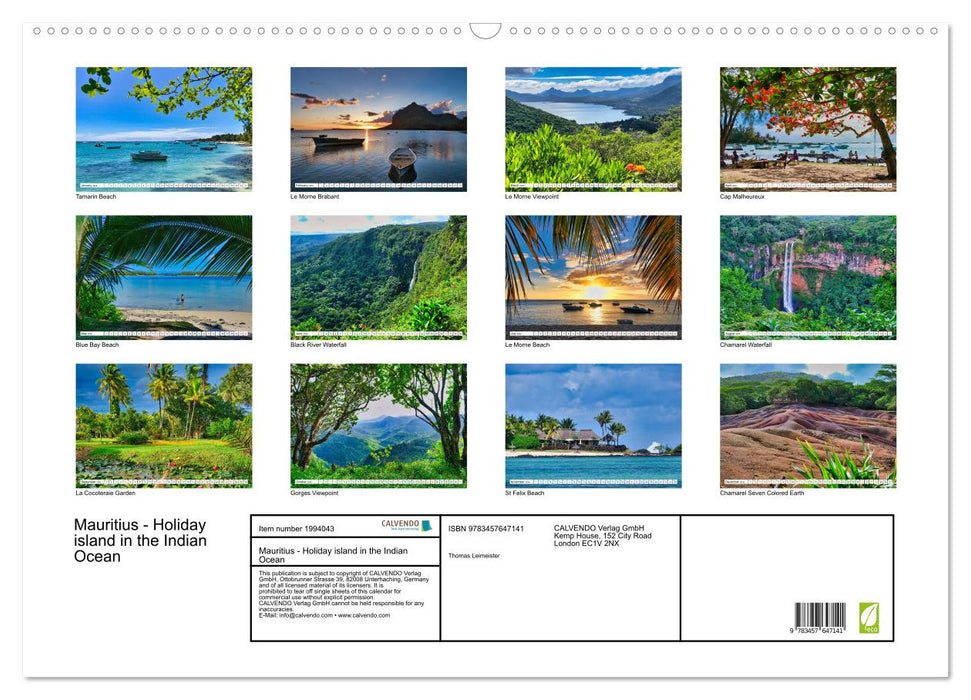 Mauritius - Holiday island in the Indian Ocean (CALVENDO Monthly Calendar 2026)