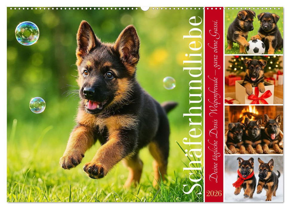 Schäferhundliebe - Deine tägliche Dosis Welpenfreude – ganz ohne Gassi. (CALVENDO Wandkalender 2026)