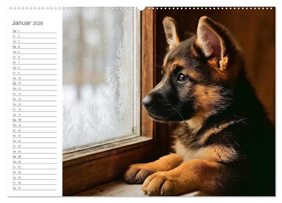 Schäferhundliebe - Deine tägliche Dosis Welpenfreude – ganz ohne Gassi. (CALVENDO Wandkalender 2026)