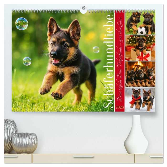 Schäferhundliebe - Deine tägliche Dosis Welpenfreude – ganz ohne Gassi. (CALVENDO Premium Wandkalender 2026)
