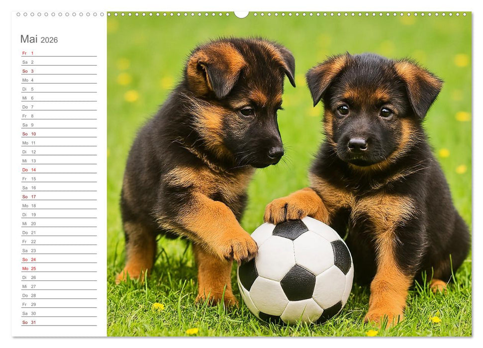 Schäferhundliebe - Deine tägliche Dosis Welpenfreude – ganz ohne Gassi. (CALVENDO Premium Wandkalender 2026)