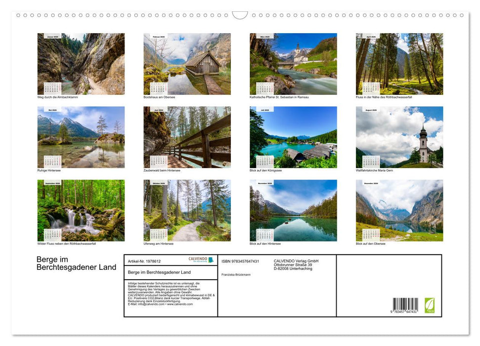 Berge im Berchtesgadener Land (CALVENDO Wandkalender 2026)