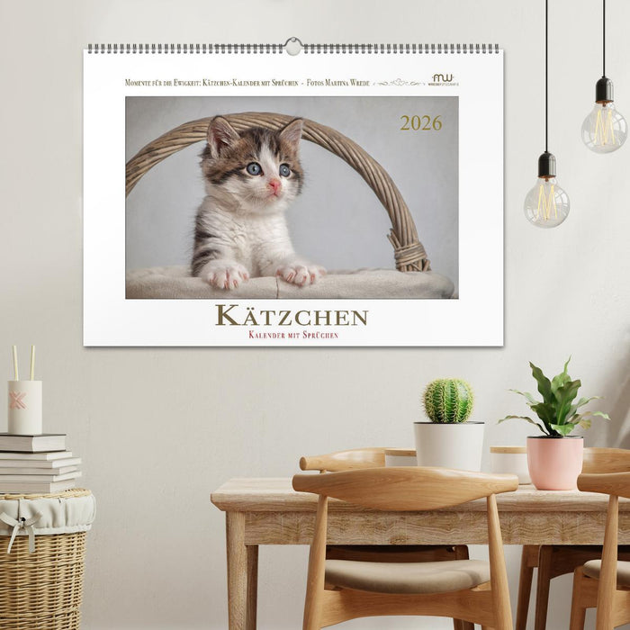 Kätzchen-Kalender mit Sprüchen (CALVENDO Wandkalender 2026)