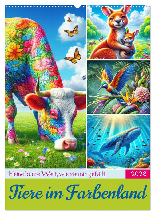 Tiere im Farbenland - Meine bunte Welt, wie sie mir gefällt (CALVENDO Wandkalender 2026)