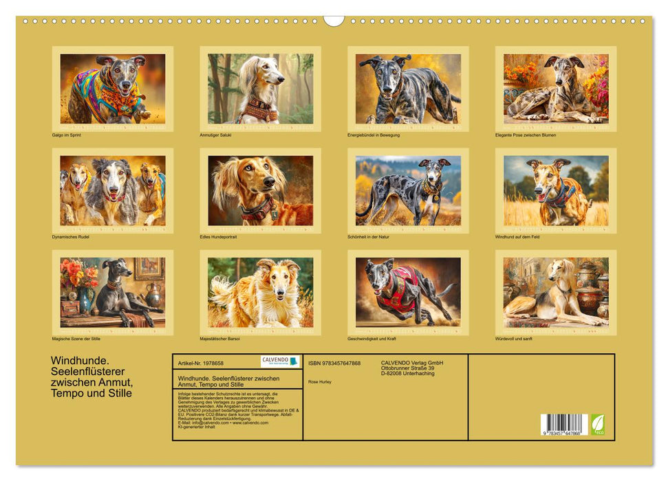 Windhunde. Seelenflüsterer zwischen Anmut, Tempo und Stille (CALVENDO Wandkalender 2026)