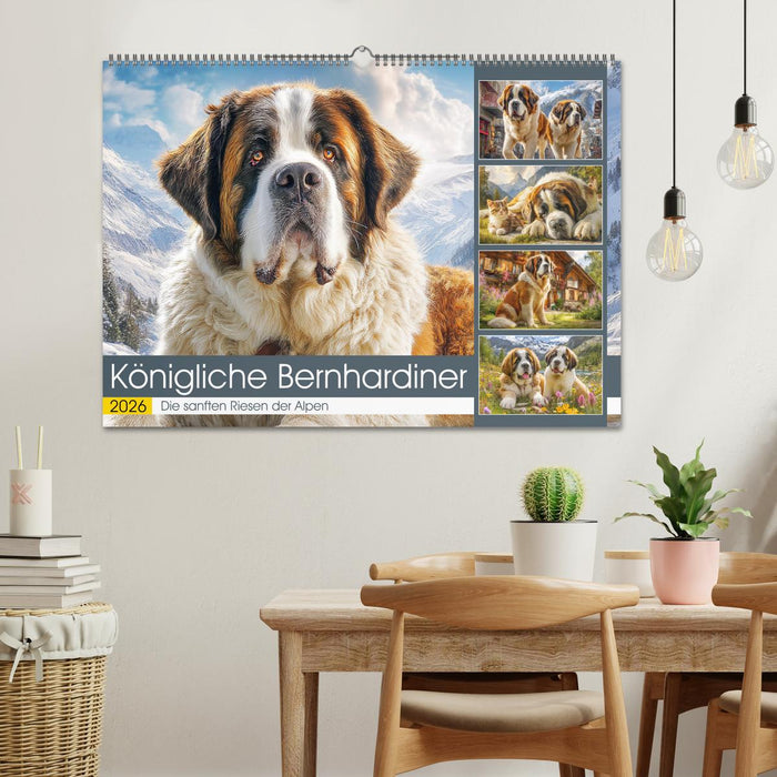 Königliche Bernhardiner. Die sanften Riesen der Alpen (CALVENDO Wandkalender 2026)