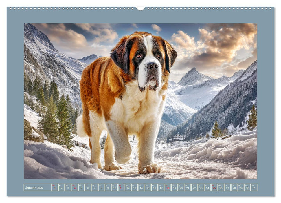Königliche Bernhardiner. Die sanften Riesen der Alpen (CALVENDO Wandkalender 2026)