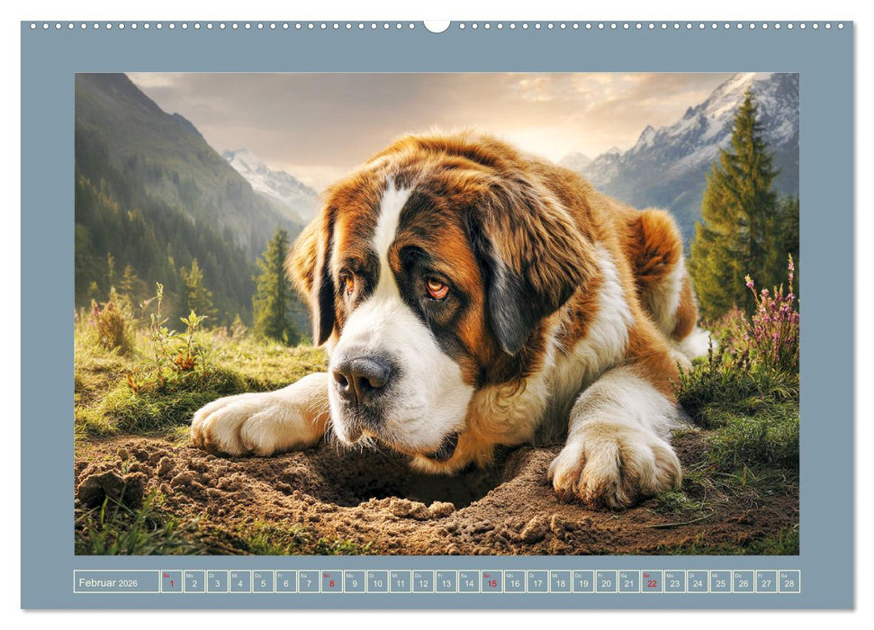 Königliche Bernhardiner. Die sanften Riesen der Alpen (CALVENDO Wandkalender 2026)
