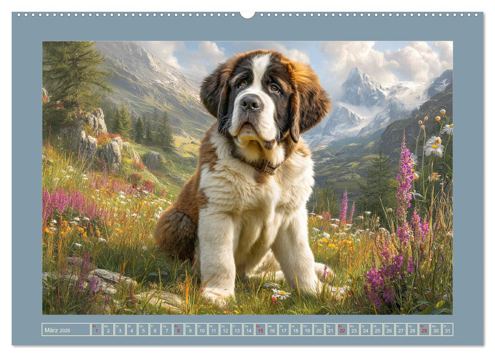 Königliche Bernhardiner. Die sanften Riesen der Alpen (CALVENDO Premium Wandkalender 2026)