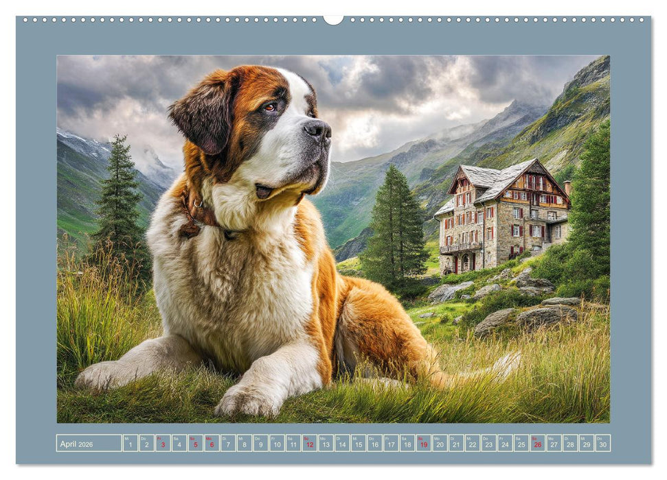 Königliche Bernhardiner. Die sanften Riesen der Alpen (CALVENDO Premium Wandkalender 2026)