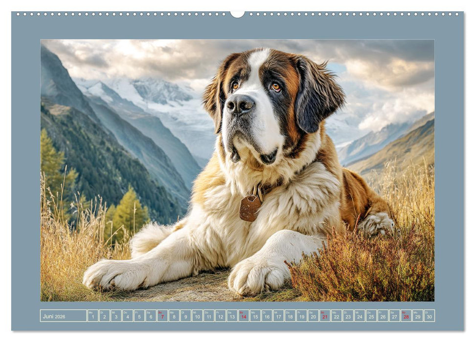 Königliche Bernhardiner. Die sanften Riesen der Alpen (CALVENDO Premium Wandkalender 2026)