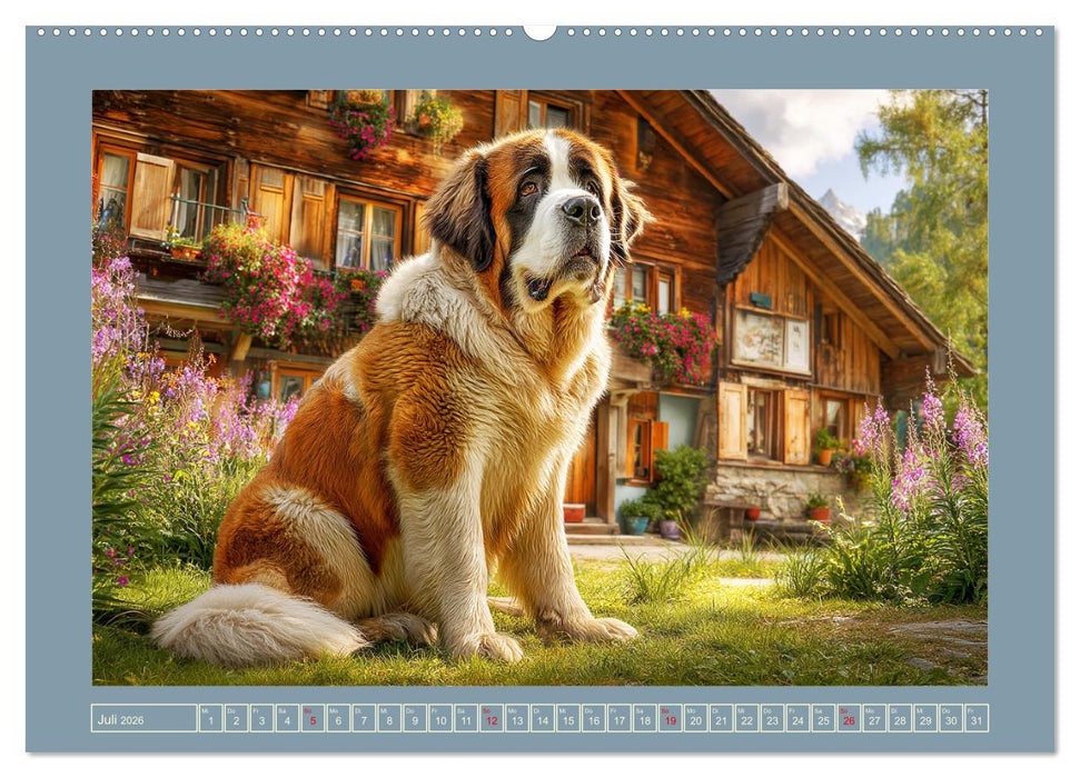 Königliche Bernhardiner. Die sanften Riesen der Alpen (CALVENDO Premium Wandkalender 2026)