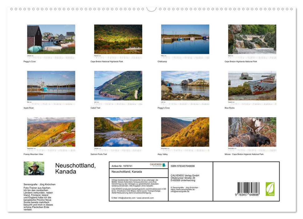 Neuschottland, Kanada (CALVENDO Wandkalender 2026)