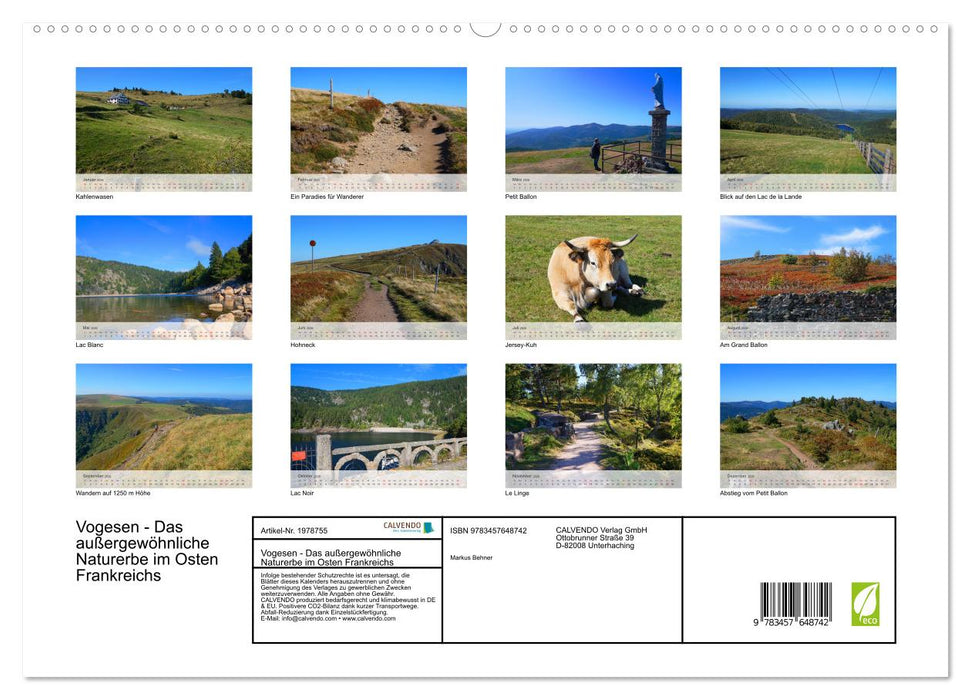 Vogesen - Das außergewöhnliche Naturerbe im Osten Frankreichs (CALVENDO Premium Wandkalender 2026)