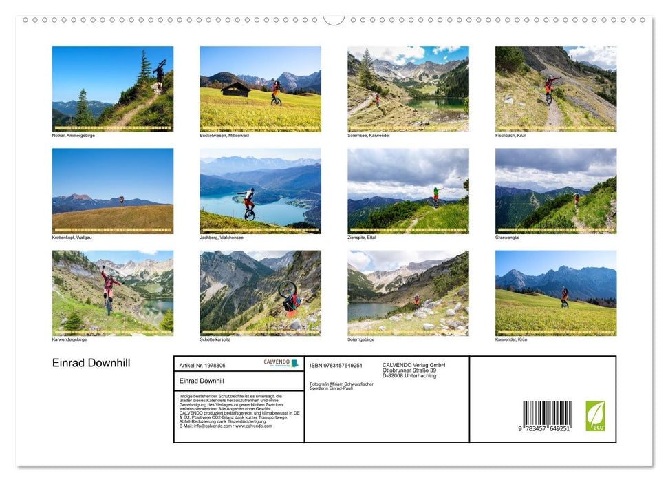 Einrad Downhill (CALVENDO Premium Wandkalender 2026)