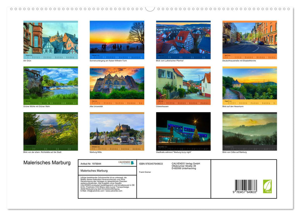 Malerisches Marburg (CALVENDO Premium Wandkalender 2026)