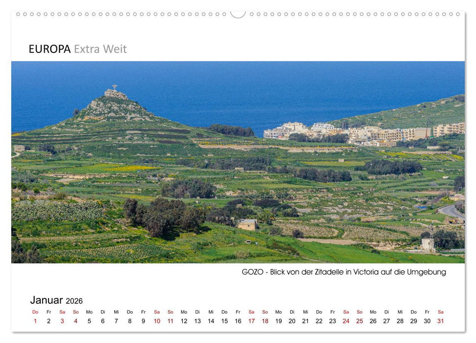 Impressionen aus GOZO - Panoramabilder (CALVENDO Premium Wandkalender 2026)