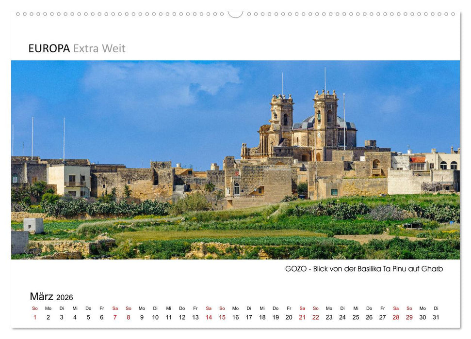 Impressionen aus GOZO - Panoramabilder (CALVENDO Premium Wandkalender 2026)