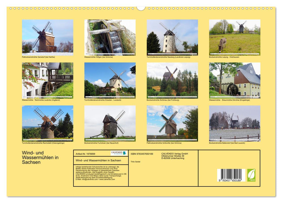 Wind- und Wassermühlen in Sachsen (CALVENDO Wandkalender 2026)