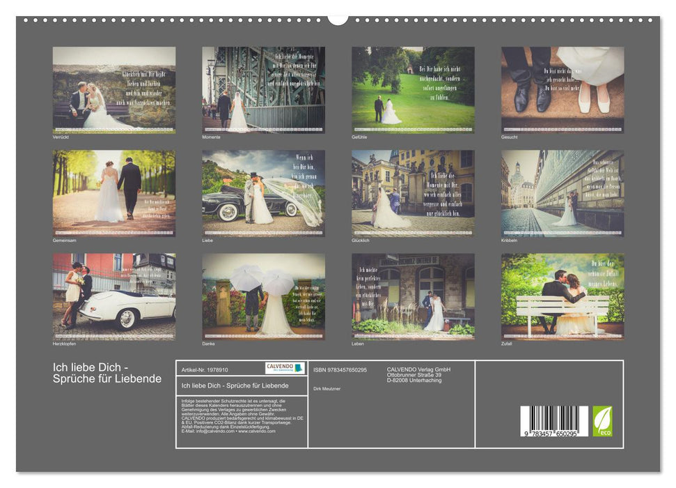 Ich liebe Dich - Sprüche für Liebende (CALVENDO Premium Wandkalender 2026)