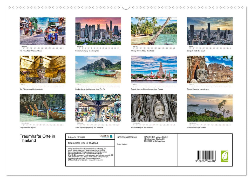 Traumhafte Orte in Thailand (CALVENDO Premium Wandkalender 2026)