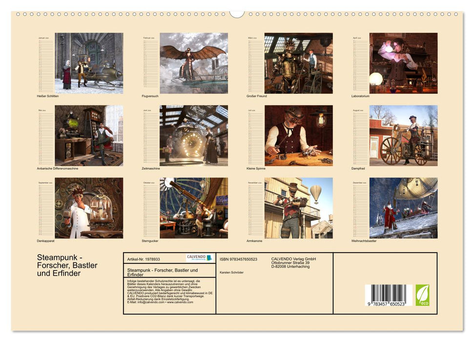 Steampunk - Forscher, Bastler und Erfinder (CALVENDO Premium Wandkalender 2026)
