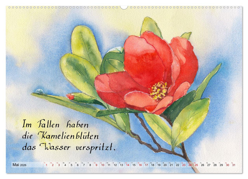 Aquarelle und Haiku von Basho (CALVENDO Premium Wandkalender 2026)