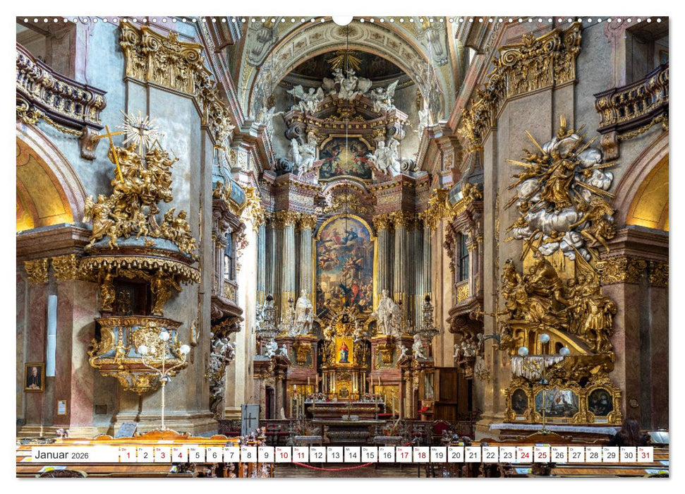 Kirchen in Wien (CALVENDO Premium Wandkalender 2026)