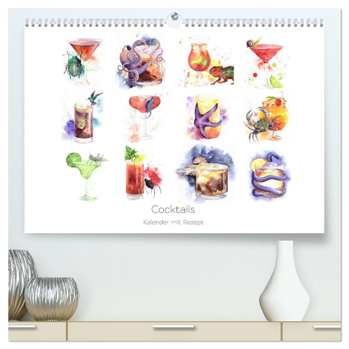 Cocktails Kalender mit Rezept (CALVENDO Premium Wandkalender 2026)
