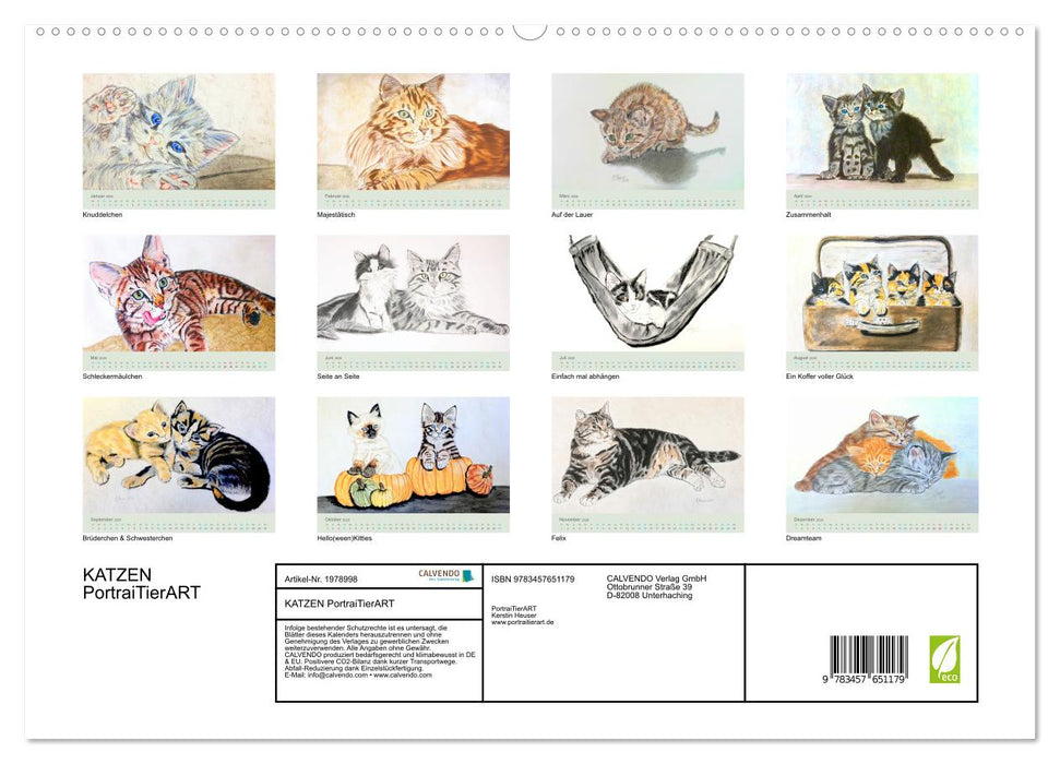 KATZEN PortraiTierART (CALVENDO Premium Wandkalender 2026)