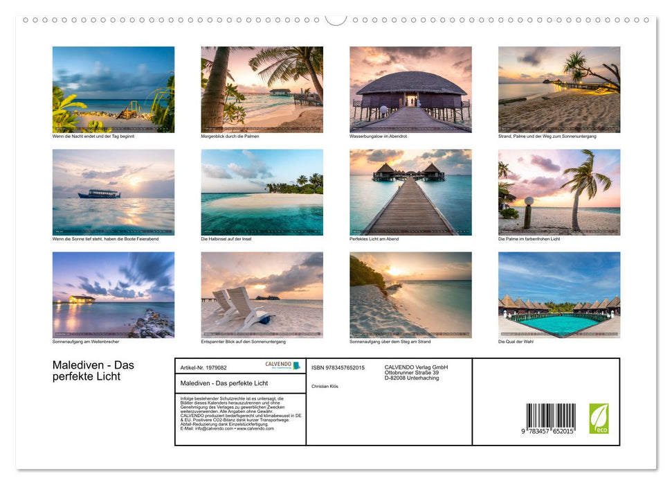 Malediven - Das perfekte Licht (CALVENDO Premium Wandkalender 2026)