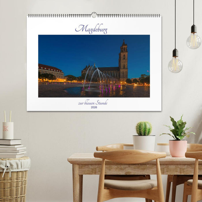 Magdeburg zur blauen Stunde (CALVENDO Wandkalender 2026)