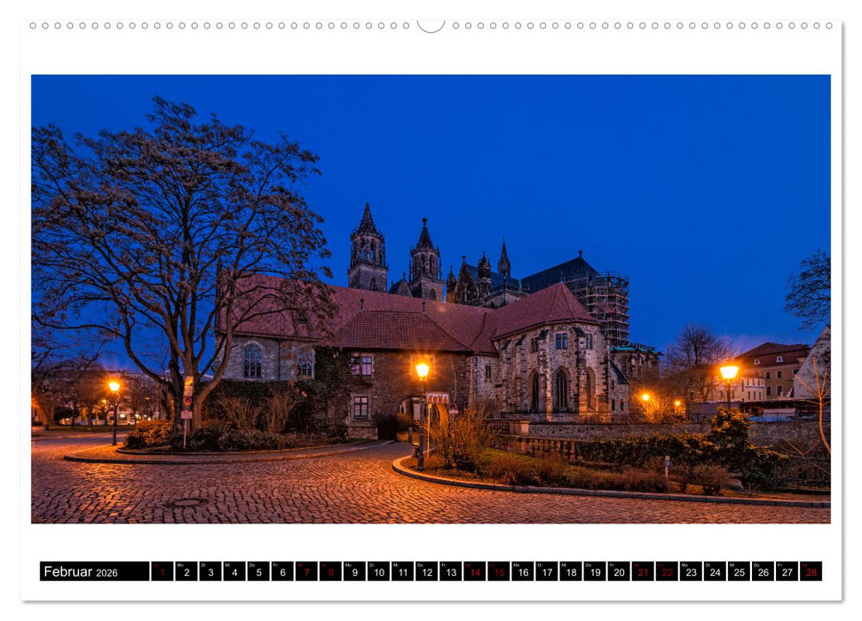 Magdeburg zur blauen Stunde (CALVENDO Wandkalender 2026)