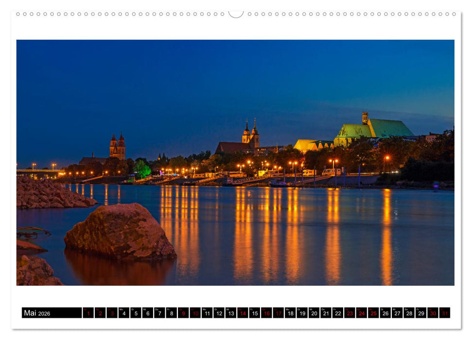 Magdeburg zur blauen Stunde (CALVENDO Wandkalender 2026)