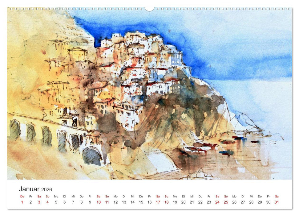 Italienische Reiseskizzen (CALVENDO Premium Wandkalender 2026)