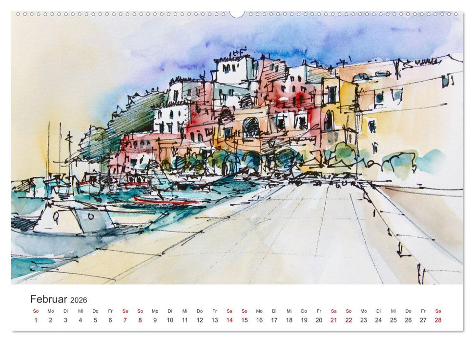 Italienische Reiseskizzen (CALVENDO Premium Wandkalender 2026)