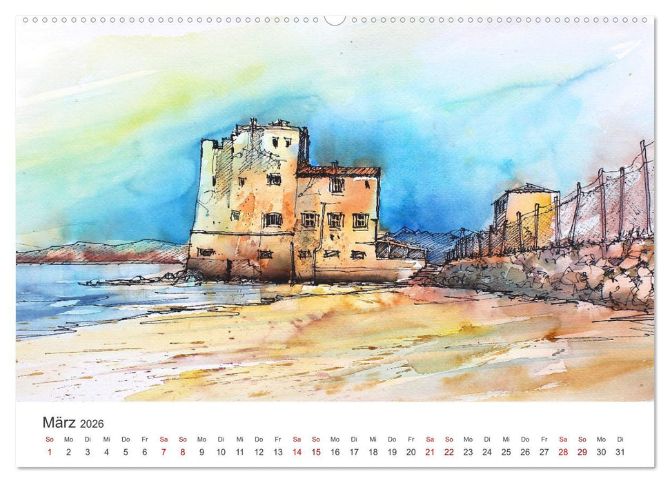 Italienische Reiseskizzen (CALVENDO Premium Wandkalender 2026)