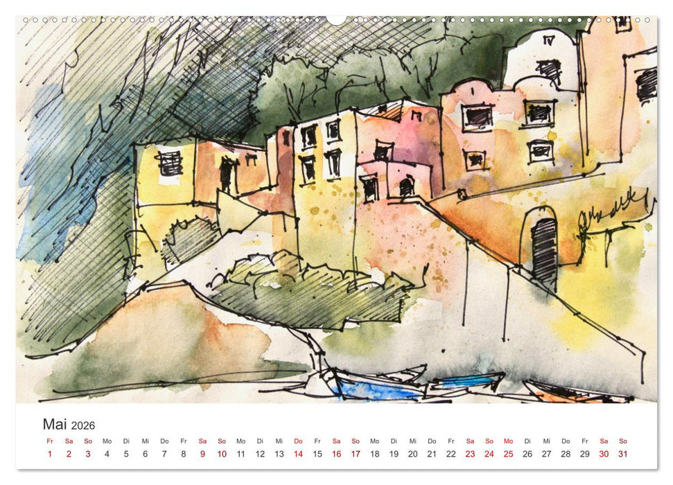 Italienische Reiseskizzen (CALVENDO Premium Wandkalender 2026)