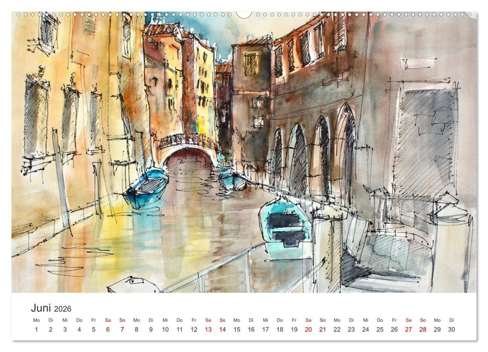 Italienische Reiseskizzen (CALVENDO Premium Wandkalender 2026)