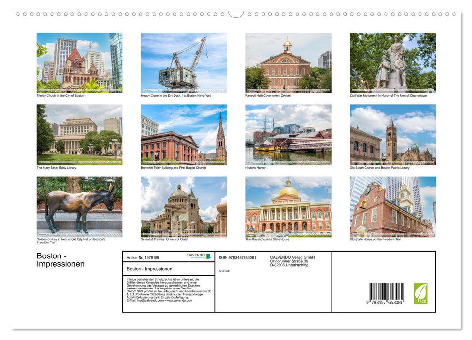 Boston - Impressionen (CALVENDO Wandkalender 2026)