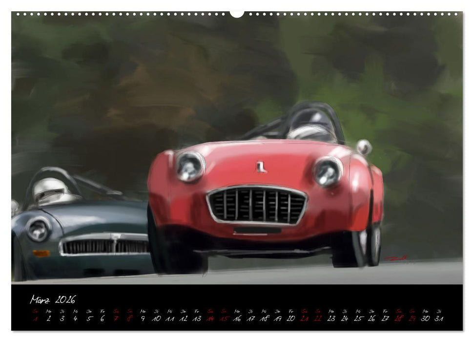 Sportwagen Klassiker Kunst (CALVENDO Premium Wandkalender 2026)