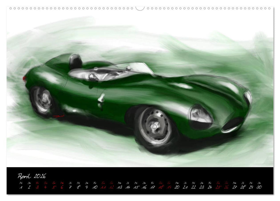 Sportwagen Klassiker Kunst (CALVENDO Premium Wandkalender 2026)