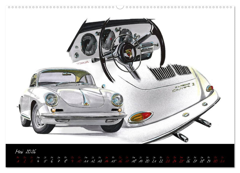 Sportwagen Klassiker Kunst (CALVENDO Premium Wandkalender 2026)