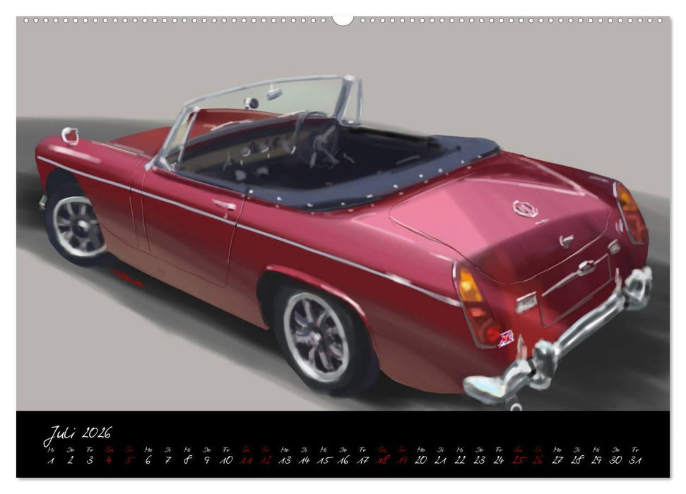 Sportwagen Klassiker Kunst (CALVENDO Premium Wandkalender 2026)