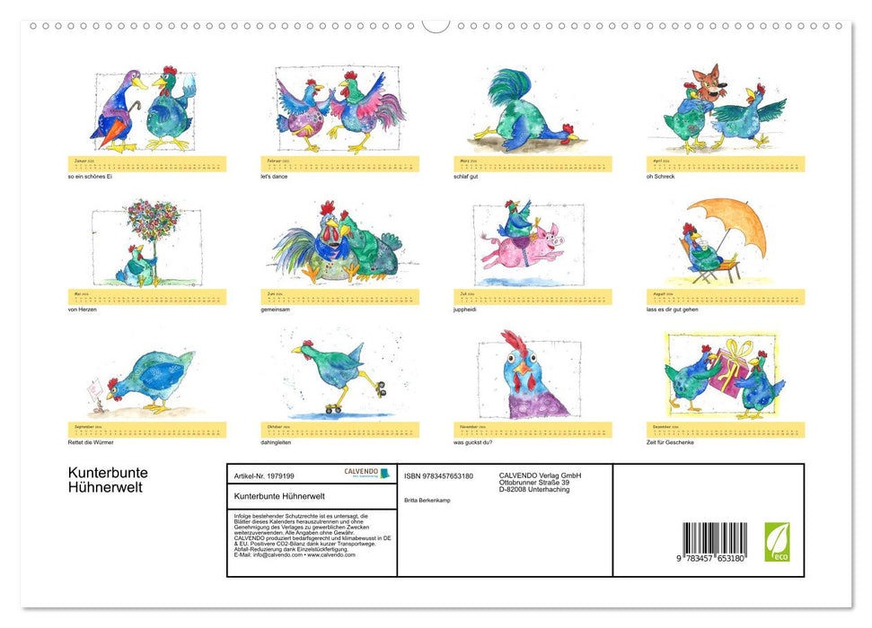 Kunterbunte Hühnerwelt (CALVENDO Premium Wandkalender 2026)