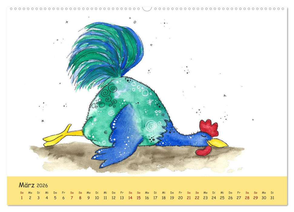 Kunterbunte Hühnerwelt (CALVENDO Premium Wandkalender 2026)