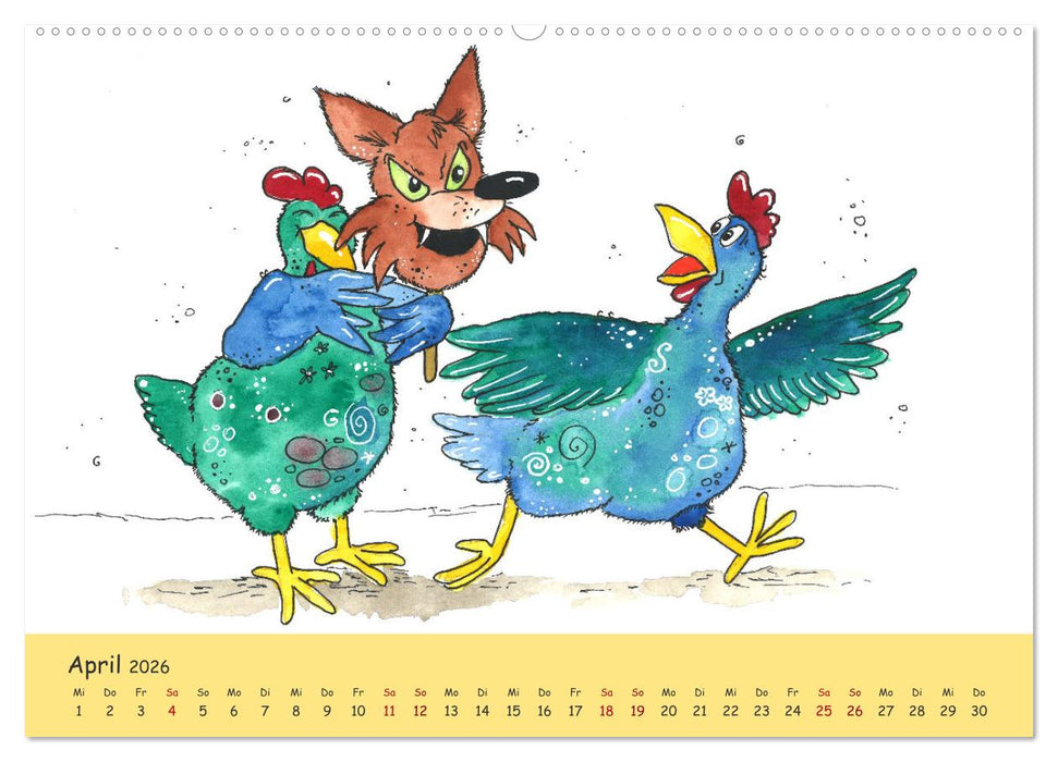 Kunterbunte Hühnerwelt (CALVENDO Premium Wandkalender 2026)
